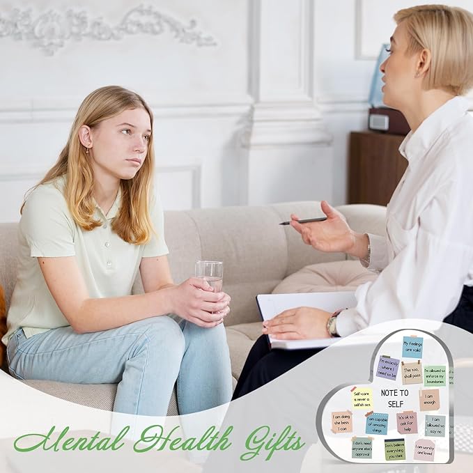 Note to Self Motivational Decor - Office Acrylic Heart Gift Therapy Mental Health Print Decorations for School Counseling Office Therapy Desktop Art Decoration School Counselor, Therapist Office Gifts