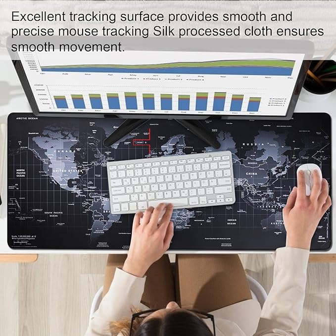 XXL Professional Large Mouse Pad & Computer Game Mouse Mat (35.4x15.7x0.1IN, Map) (90 * 40 Map)