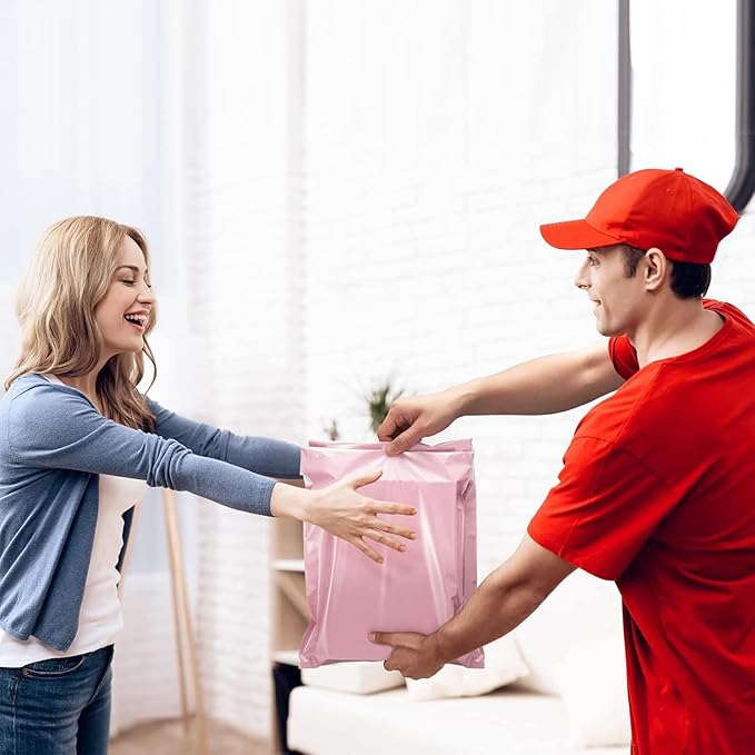 Fuxury Pink Poly Mailers 10x13 Inch 500pc,Sturdy Shipping Bags for Clothes,Self Adhesive Mailing Shipping Envelopes,Waterproof Colorful Packaging Bags for Dress Books Accessories