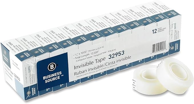Business Source BSN32953 Premium Invisible Tape Value Pack, Clear(12 PER Pack, Pack of 2)
