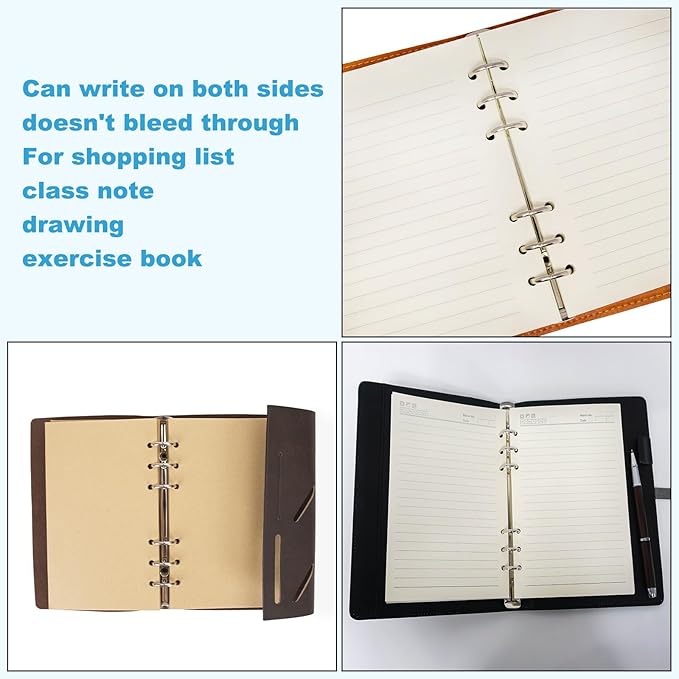 PATIKIL B5 Ruled Refills Inserts 9-Ring Binder Loose Leaf Planner Filler Paper Planner Inserts, 80 Sheets/160 Pages, Lined, White