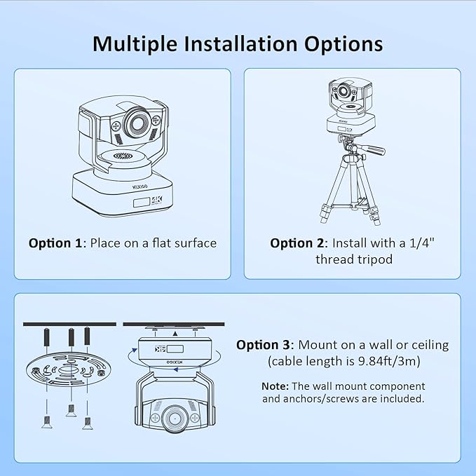 Zoom Certified, NexiGo N990 (Gen 2) 4K PTZ Webcam, Video Conference Camera System with 5X Digital Zoom, Sony_Starvis Sensor, Position Preset, Dual Stereo Mics, 3.5mm Audio Jacks for External Mics