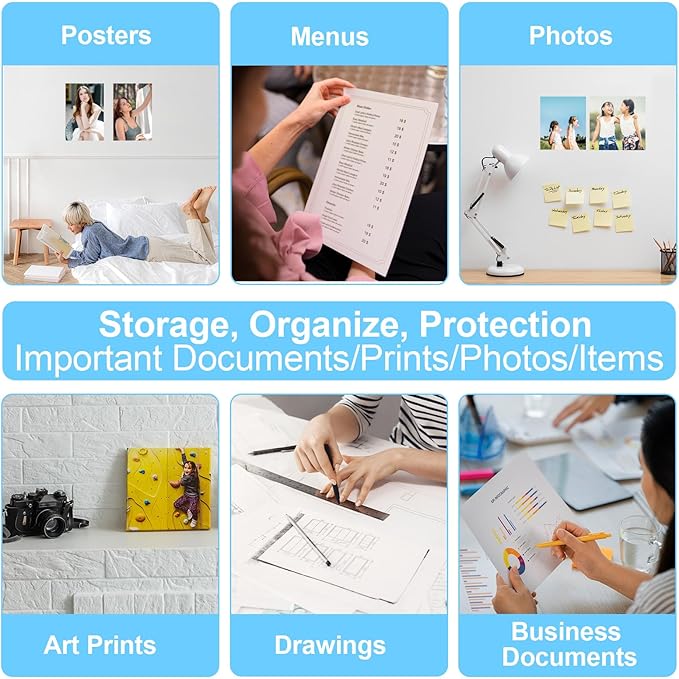 24 Pack Hard Plastic Sheet Protectors, 8.5 x 11 Inch Poster Protector & Document Protectors, Magazine Protector Sleeves for Photos, Prints, Menus, Document Sleeves 8.5 x 11