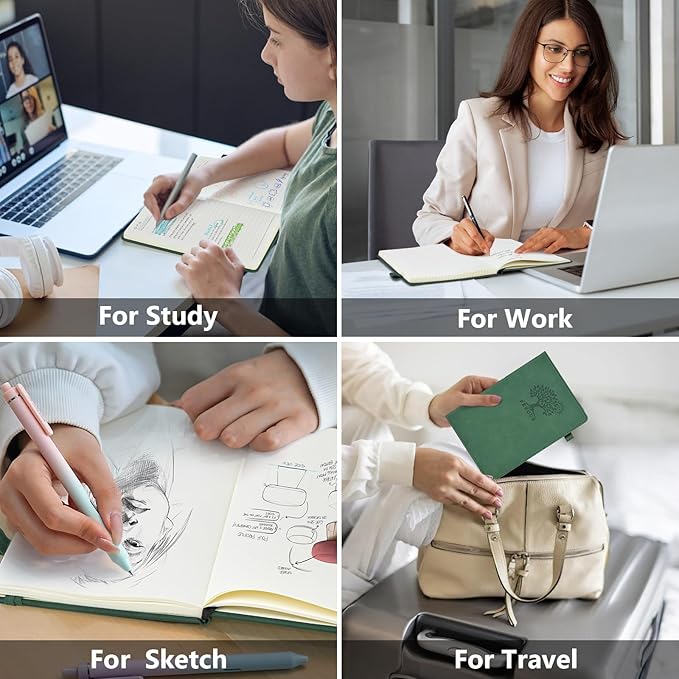 PERCUN Blank Journal Ntebook for Men & Women, 160 Pages Blank Journals for Writing, Drawing,Sketch Book,5.9" x 8.5" Leather Sketchbook, Unlined Notebook for Work, School, Art - Green