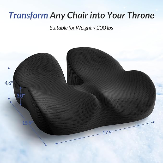 ZIKEE Gel Seat Cushion for Office Chair and Car Seat with Ergonomic Zoning, Memory Foam Chair Cushion for Sciatica, Lower Back, Tailbone Pain Relief and Intimate Ventilation, Non-Slip & Airy Cover