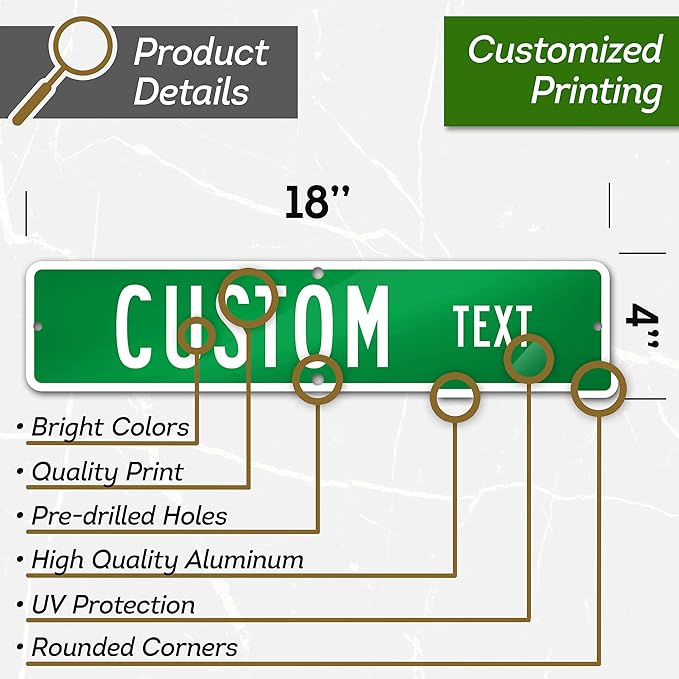 Custom Street Sign, Road Sign, Address Sign, 8 Colors, Reflective Option, Mounting Options, 4x18 Inch, Thick Rust-Free AlumaBond, USA Made by My Sign Center, (Suffix)