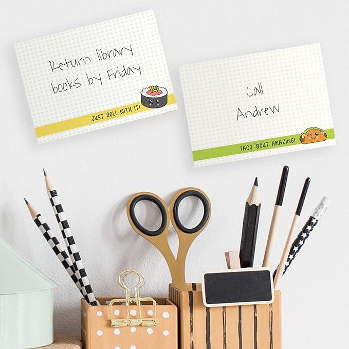 Cute Food Pun Sticky Note Assortment / 4" x 3" Trendy Repositionable Sticky Notes/Set of 6 Kawaii Foodie Pads/Made in The USA