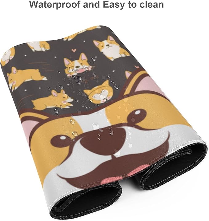 Cute Anime Corgi Dog Gaming Mouse Pad,Animals Dog Puppy Pets Mousepad Rubber Gaming Mat for School Office Home and Game,31.5" x 12"