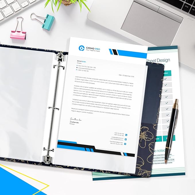 SUNEE Sheet Protectors 50 Packs for 3 Ring Binder, PVC-Free Clear Page Protectors 8.5x11 Inches Plastic Sleeves for Paper, Documents, Photos, Top Loading Binder Sleeves Letter Size