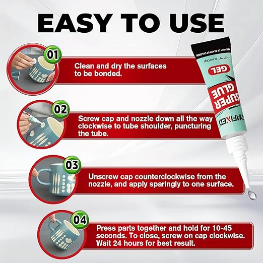 Super Glue Gel 3 Gram (Pack of 12), Clear Instant CA Glue Multipack for Plastic Ceramic Glass, Strong All Purpose Single Use Cyanoacrylate Adhesive for Metal Wood Shoe Aquarium Rubber Leather Craft