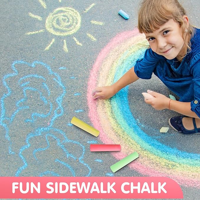 50 Pack Washable Sidewalk Chalks for Kids Non-Toxic Jumbo Chalk for Outdoor Art Play, Colored Chalk for Painting on Chalkboard, Blackboard and Playground (Red)