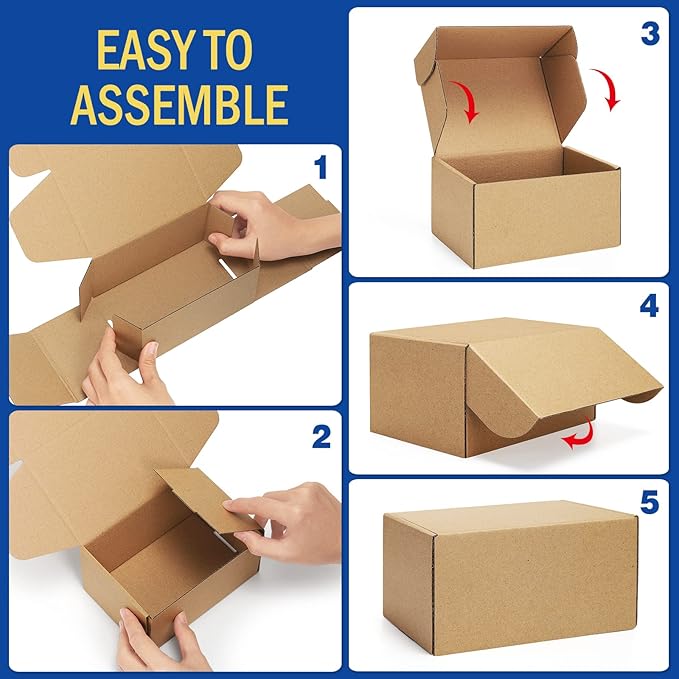 Shipping-Boxes-13x10x2 Inches: 25 Pack-Cardboard-Boxes-for-Packaging, Brown-Shipping-Boxes-for-Packing-Small-Business, Corrugated Box Mailers for Book Shoes Gift Mailing