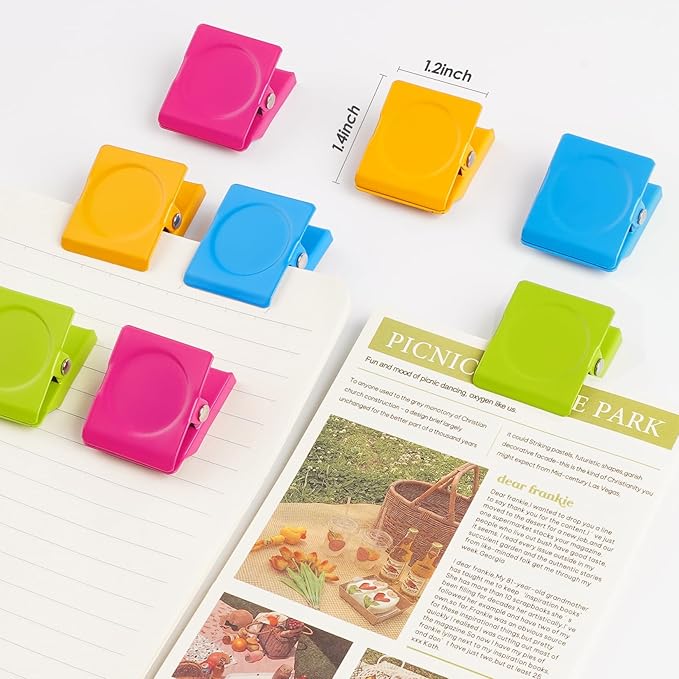 VNDUEEY 8 Pack Strong Magnetic Clips, Fridge Magnets Refrigerator Magnet, Magnetsfor Whiteboard, Magnet Clips Heavy Duty, Assorted Colors Strong Clip with Magnets for Home, Classroom, Office