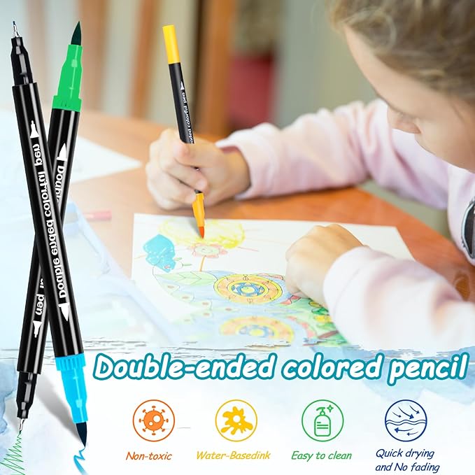 60 Colors Dual Markers Brush Pens, Art Markers Colored Pens for Adult Coloring Books, Brush and Fine Point Dual Tip Artist Colored Marker Set for Drawing Adult Coloring Hand Lettering