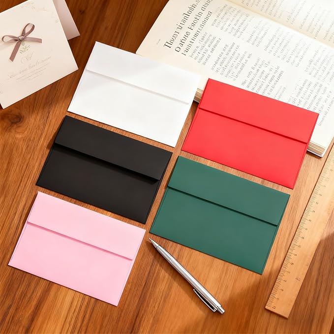 100 Packs 5x7 envelopes, A7 White Envelopes for Invitations Self Seal Printable for Greeting Cards, Weddings, Invitations, Photos, Postcards, Mailing (Green)