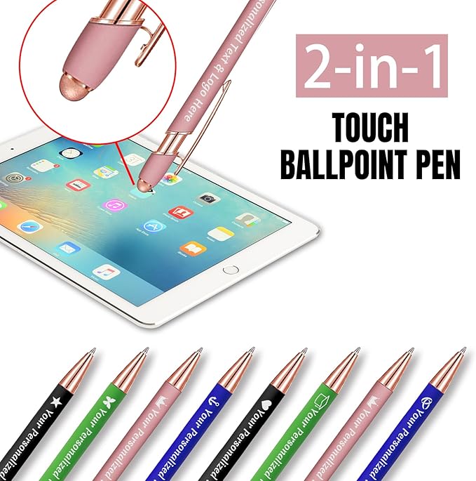 STREADVE Personalized Custom Pens 10 Engraved Writing Pen with Name Logo, Customized Promotional Items Stylus Pen Gifts for Women Realtor QuinceaƱera Wedding Business, Pink