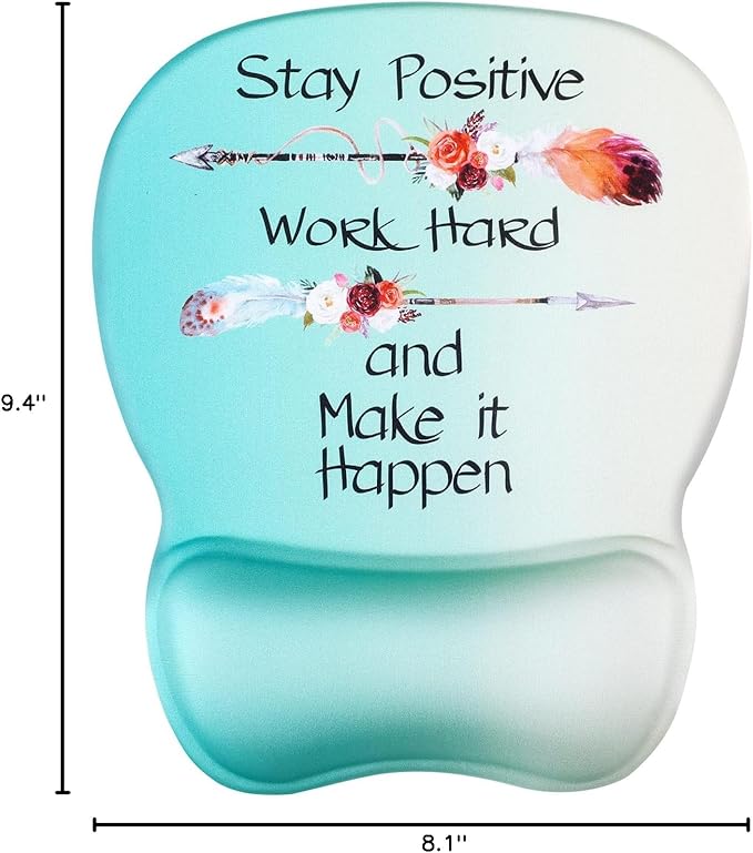 MROCO Ergonomic Mouse Pad with Gel Wrist Rest, Comfortable Mousepad with Smooth Wrist Support Surface and Non-Slip PU Base for Pain Relief, Computer, Laptop, Office & Home, 9.4 x 8.1 in, Feather Arrow