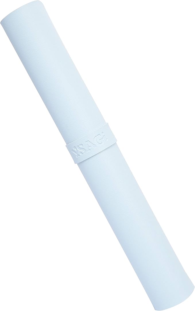 YSAGi Non-Slip Leather Desk Pad L Size, Waterproof Laptop Computer Desk Keyboard Mat, Table Protector Blotter Mat, Large Mouse Pad for Office/Work/Home/Decor(Sky Blue, 35.4" x 17")