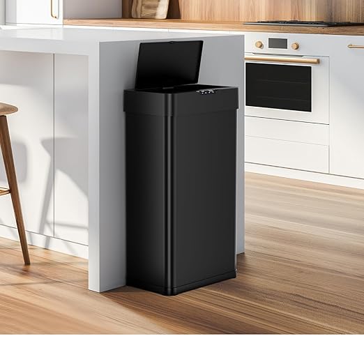 AthLike Sensor Trash Can, Touchless Motion Sensor Trash Bin, Smart Automatic Garbage Can with Soft-Close Lid, Bag Retainer Ring and Display Light,for Kitchen,Living Room Office (Black, 21.1 Gal)