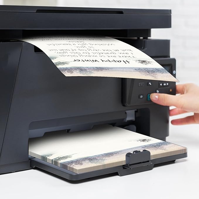 250Pcs Christmas Winter Stationery Paper and Envelope Set with 100 Letterhead Papers and 50 Envelopes, 10 Design for Letter Writing Invitations Computer Holidays Party Notes, 8.5x11 Inch-Snowy