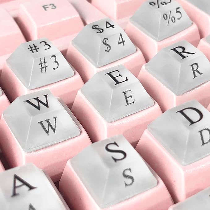 80 Pcs PC Keyboard Stickers for Long Nails Typing and Gaming, Anti-Damage Symbolic and Alphanumeric Keys for Nail-Art (Translucent)