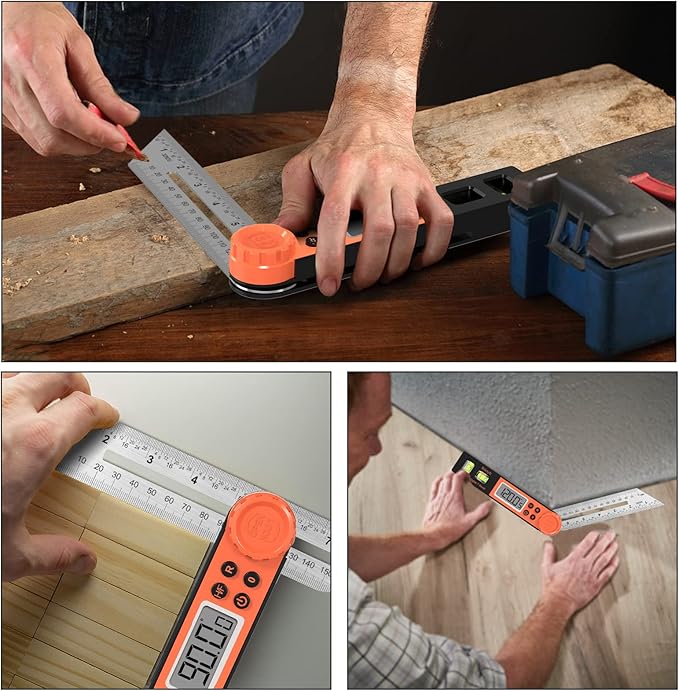 Digital Angle Finder Protractor 0-360 Degree T-Bevel Gauge & Protractor with Horizontal Vertical Bubble & Full LCD Display for Woodworking, Metalworking, Construction(7-Inch X 2Pcs)