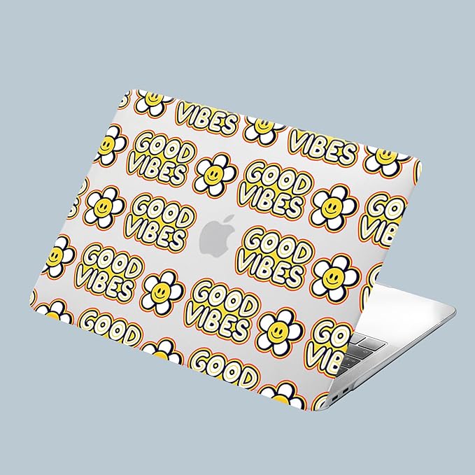 KEROM Compatible for MacBook Air 13 inch Case 2025 M4, 2024-2022 M3 M2 A3240 A3113 A2681, Cute Sleek Aesthetic Plastic Hard Shell with Keyboard Cover for MacBook Air 13.6 inch Case, Good Vibes