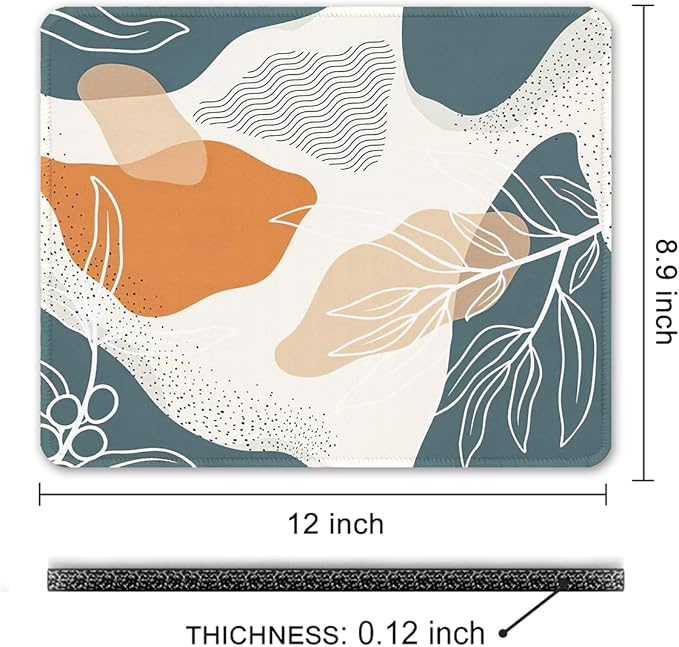 Auhoahsil Mouse Pad, 12 x 10 in Abstract Art Theme Computer Mouse Pad for Desk, Premium-Textured Non-Slip Rubber Stitched Edges Waterproof Square Mouse Mat for Gaming Work Wireless Mice, Blue