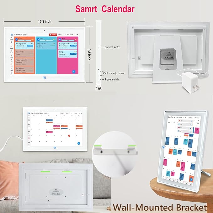 Digital Calendar wall touch screen 15.6",Electronic Calendar for family Planner and Chore Chart, WiFi Sync, , Meal Planner and Home Organizer, Syncs with Multiple Calendars(google calendar) Online, Horizontal, Vertical, and Wall Mountable