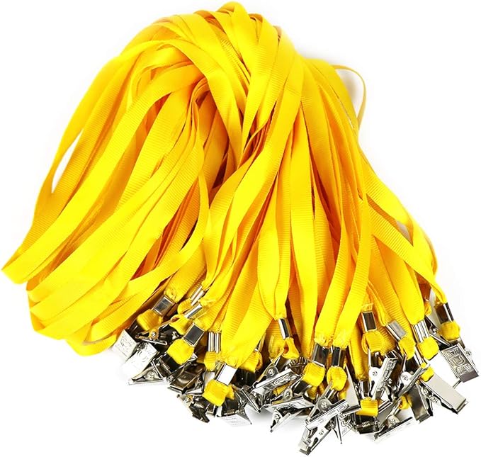 4x3 Name Tags Badge Holder with Lanyard 50 Pack Waterproof Horizontal ID Badge Holder and 50 Pcs Lanyards Nametag for Conferences, Events, and Meetings (Yellow, 4 X 3 inches)