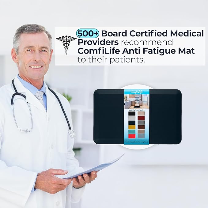 ComfiLife Anti Fatigue Floor Mat – 3/4 Inch Thick Kitchen Mats for Floor, Standing Desk Mat, Kitchen Rug – Comfort at Home, Office – Durable – Stain Resistant – Non-Slip Bottom (24" x 70", Navy)