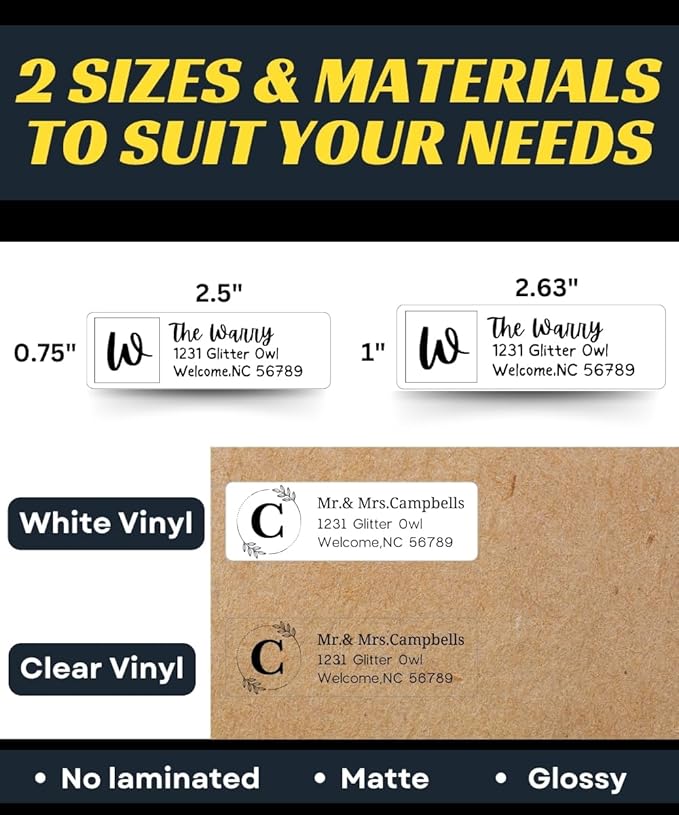 Personalized Return Address Labels - Custom Address Labels with Monogram (60-1000 Labels)