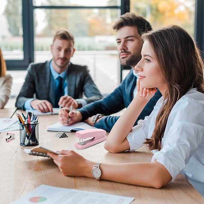 Pink Office Stapler, 25 Sheet Capacity with 2000 Staples and Staple Remover, Desktop Stapler,Pink Office Supplies for Students and Office Clerks
