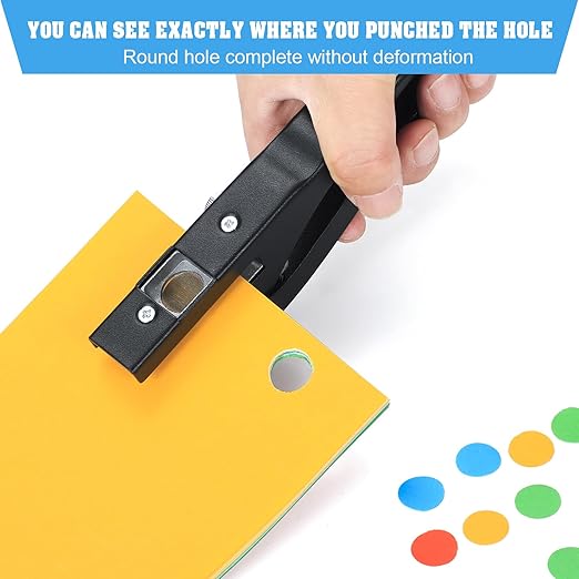 Hole Punch,Heavy Duty Hole Puncher Single,Paper Punch Portable Hand Held Long Hole Punch for Paper Cards Plastic Cardboard (12MM)