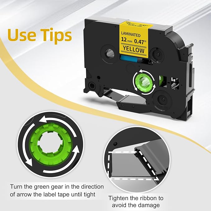 Labelife TZe-631 Label Tape 12mm Yellow Replace for Brother TZe TZ Tape 12mm 0.47 Laminated Yellow TZe631 TZ-631 P Touch Label Maker Tape for Ptouch PT-D210 PT-D220 PT-H110 D600 D400, 4-Pack