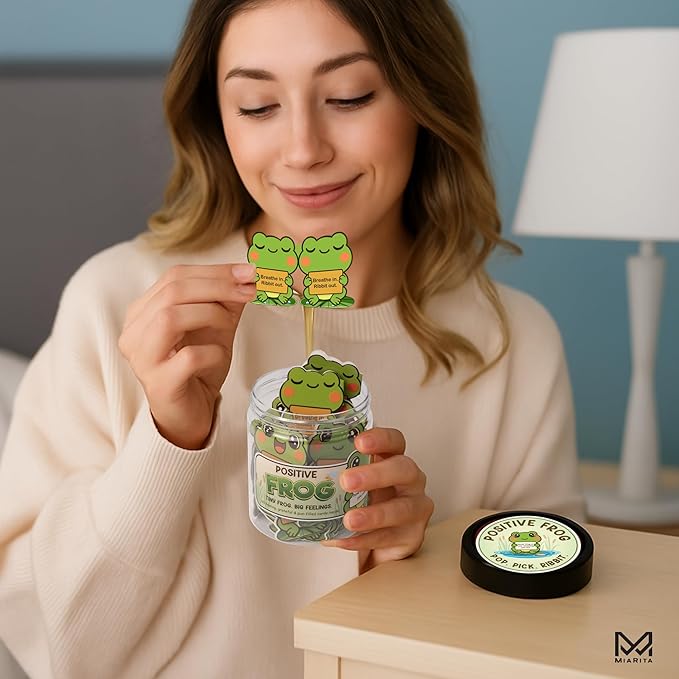 Positive Frog Jar β Thank You Gifts for Women, Men, Coworkers β Emotional Support Jar with 60 Notes β Appreciation Gifts for Teacher, Employee, Frog Gifts for Women, Back to School Gifts for Teacher