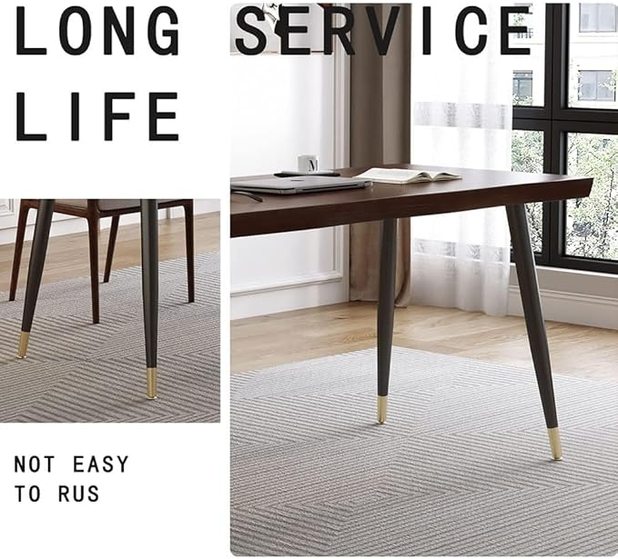 Modern Simple Style 55" Standing Desk Study Computer Desk - Black Metal Frame, Solid Wood Planks, for Home Office Bedroom