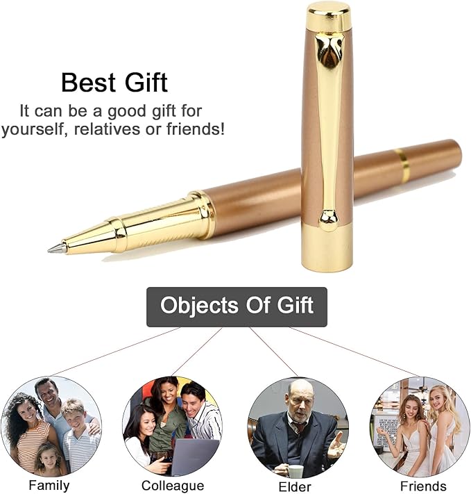 YIVONKA Ballpoint Pen Black Refill,Luxury Ballpoint Line width 0.5mm,Best Ball Pen Gift Set for Men & Women Professional Executive,Office,Nice BallPens Classy Gift Box (2 Rose Gold)
