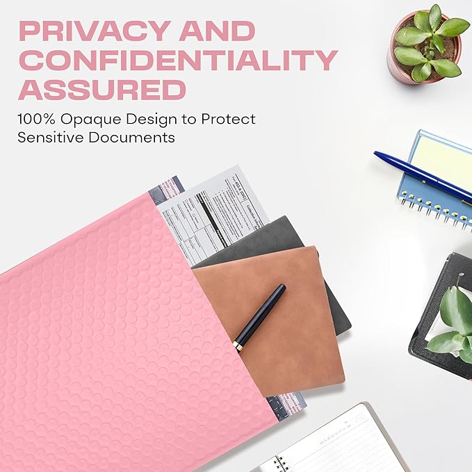 Light Pink 12.5x19.5 Inch Large Poly Bubble Mailers #6 | Padded Envelopes with Self Seal | Air Lined Cushioned Bubble Mailer | Usable Size 12.5x15 | 100 Pack Bulk | Lightweight shipping Bags