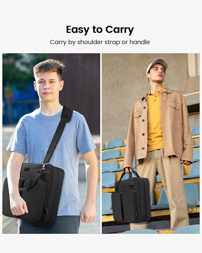 3 Inch 3 Ring Zipper Binder with Shoulder Strap & Handle & Multi-Pocket - 3" Binder with Zipper for School, Compatible with 13-Inch MacBook/Tablet -Patent Design Black