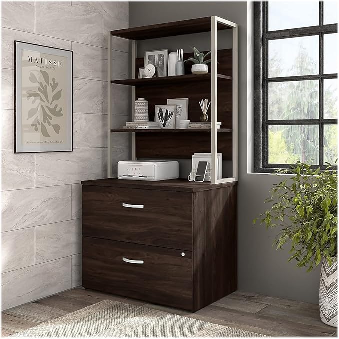 Bush Business Furniture Hybrid 2 Drawer Lateral File Cabinet in Black Walnut - Assembled