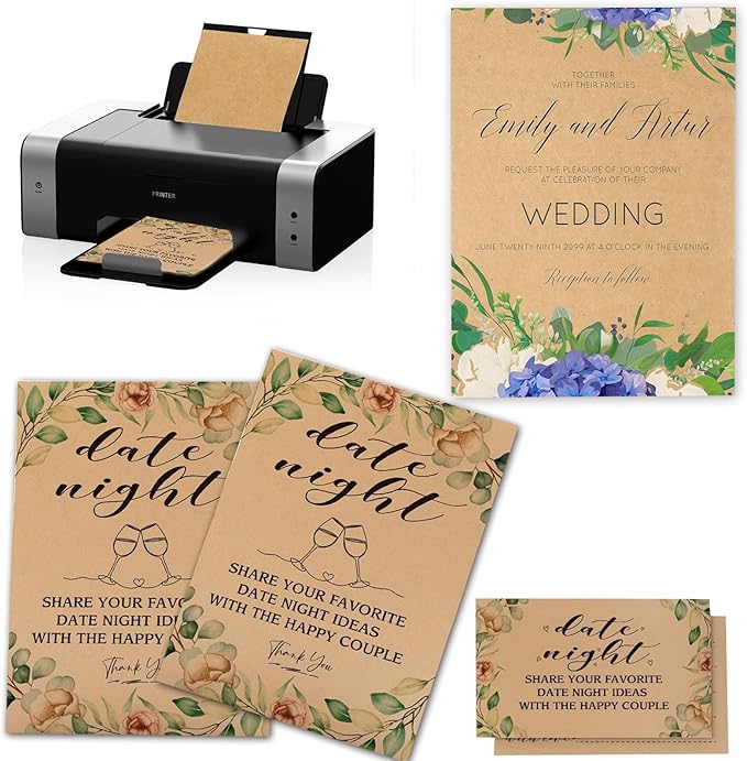 5.5x8.5 Blank Cardstock Paper (Set of 50) Plain Kraft Cards - 80lb Flat Cards Stock Printer Paper for Make Your DIY Invitations, Note, Greeting, Table Cards - Writing, Stamping, Drawing, Painting