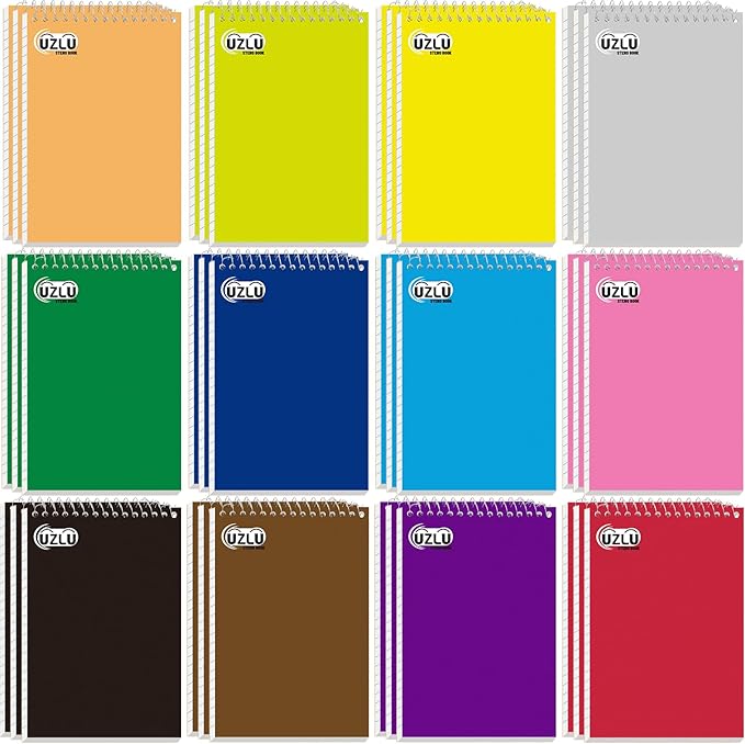 24 Pack Steno Pads 6 x 9 in Spiral Top Notebook Bulk 12 Assorted Color Note Pad 60 Sheets Gregg Rule Writing Paper Steno Notebooks for Students Teachers Men Women Professionals Office School Recording
