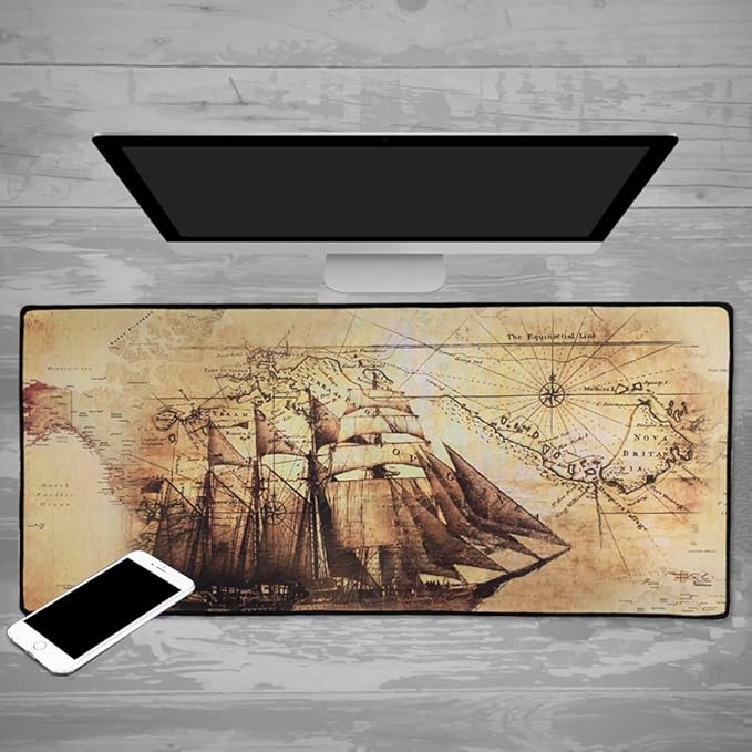 XXL Professional Large Mouse Pad & Computer Game Mouse Mat (35.4x15.7x0.1IN, Boat)