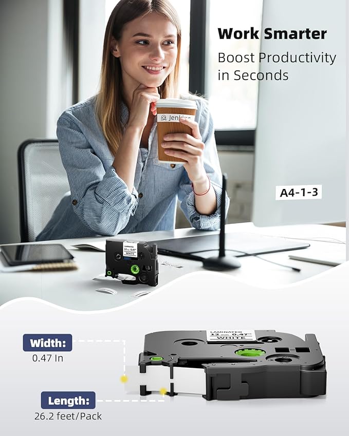 Replacement for Brother Ptouch Label Tape TZe-231 12mm 0.47" Laminated White Tape TZe231 Compatible with P Touch Label Maker Refills PT-D210 D220 1880 1890, 1/2 Inch TZ Black on White, 5-Pack