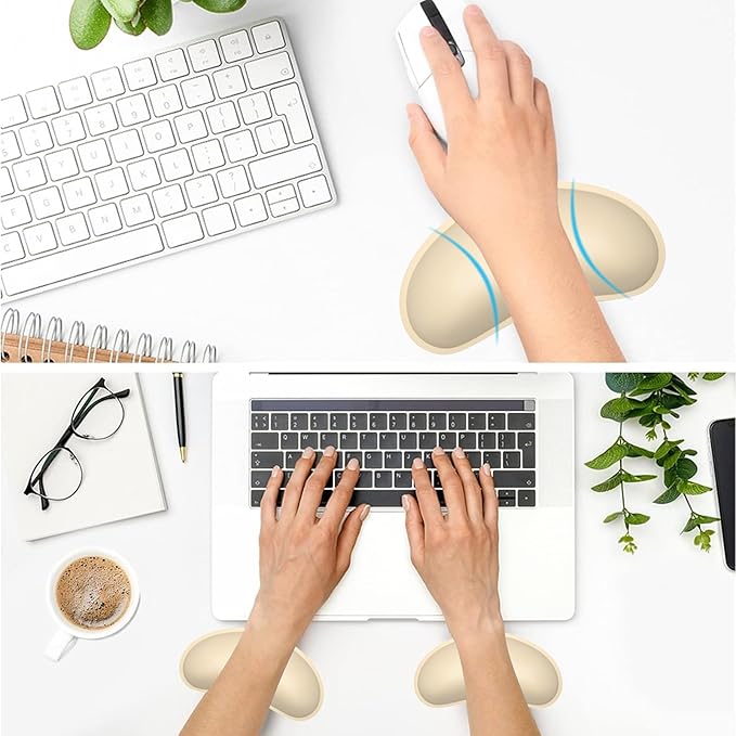 Dapesuom Mouse Wrist Rest, Ergonomic Memory Foam Mouse Wrist Support, Leather Hand Rest Pad Cushion for Gaming, Office, Laptop, Wireless Mouse, Men, Women, Pain Relief & Easy Typing, Colonial White