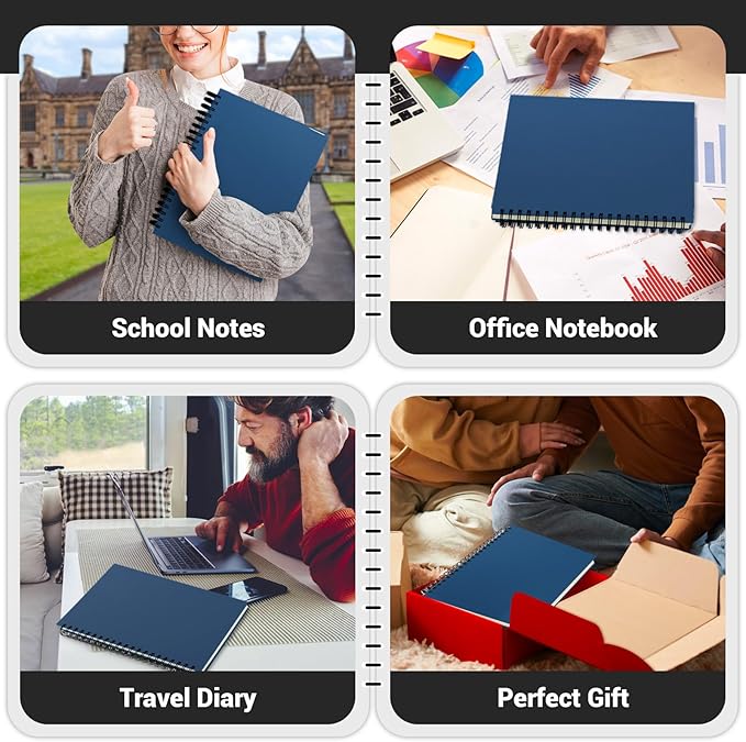 EUSOAR Spiral Notebook, 1 Pack A4 8.3"x11.2" Hardcover College Ruled Lined Journal, 240 Pages(120 Sheets) Writing Pads Professional Notebook for DIY Note Taking School Business Work Office Diary