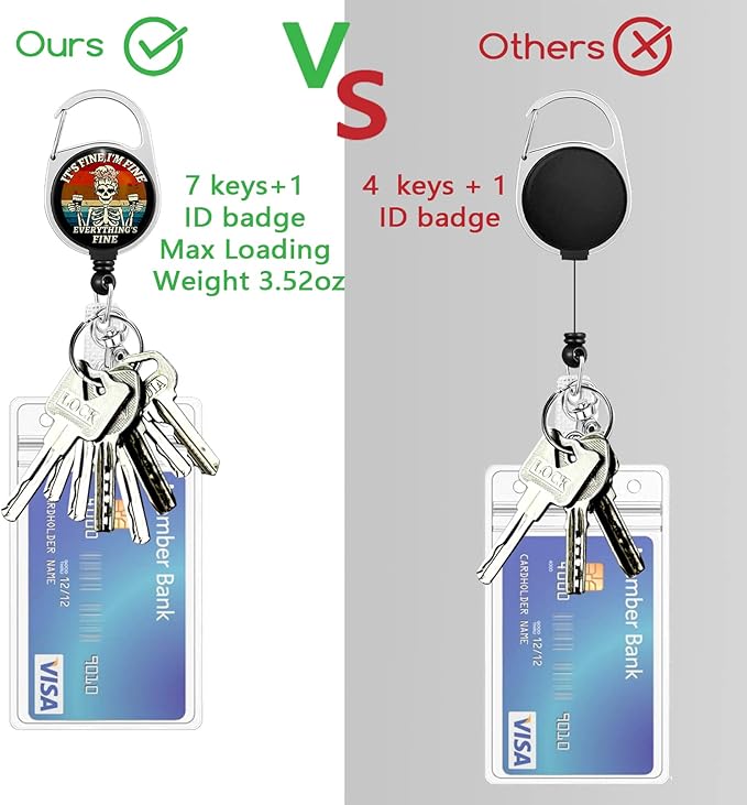 It`s Fine I`m Fine Lanyards for ID Badges, Funny Badge Reels Retractable Heavy Duty with 360° Swivel Carabiner Clip, Cute ID Clip ID Holder with Breakaway Lanyard