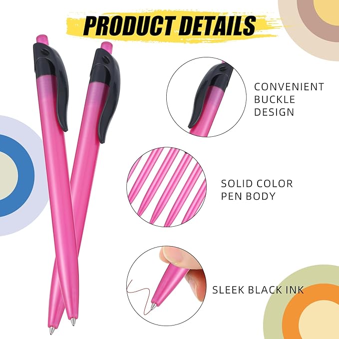 Retractable Red Ballpoint Pen for Smooth Writing 1.0mm Medium Pack of 100, Click pens with Comfort grip, Idea for Journaling, Planner, Note Taking Office School Supplies