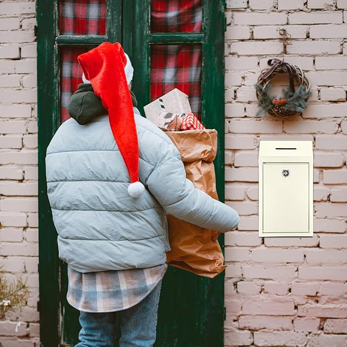 Metal Donation Cash Box Collection Safe Suggestion Box with Lock Wall Mounted Mailbox Delivery Ballot Container for Home Office Outdoor Door